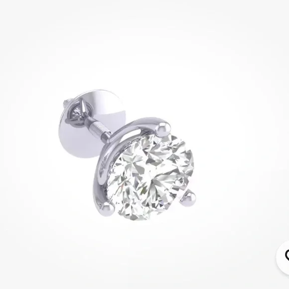 Martini Set solitaire Stud Earrings 1.48 ct natural diamond 14k white gold. - Picture 3 of 8